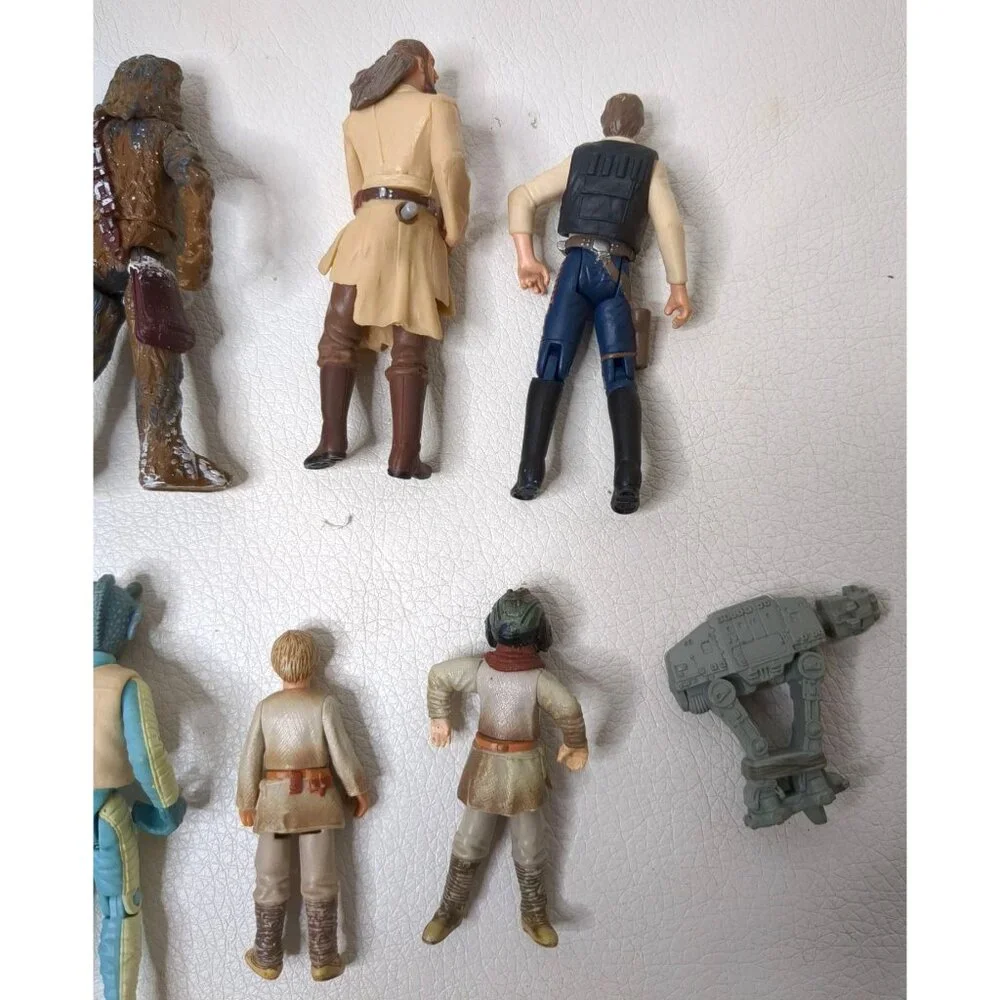 Lot Vintage Star Wars Figures Chewy Han Solo Greedo Anakin Qui Gon Nikto Jar Jar